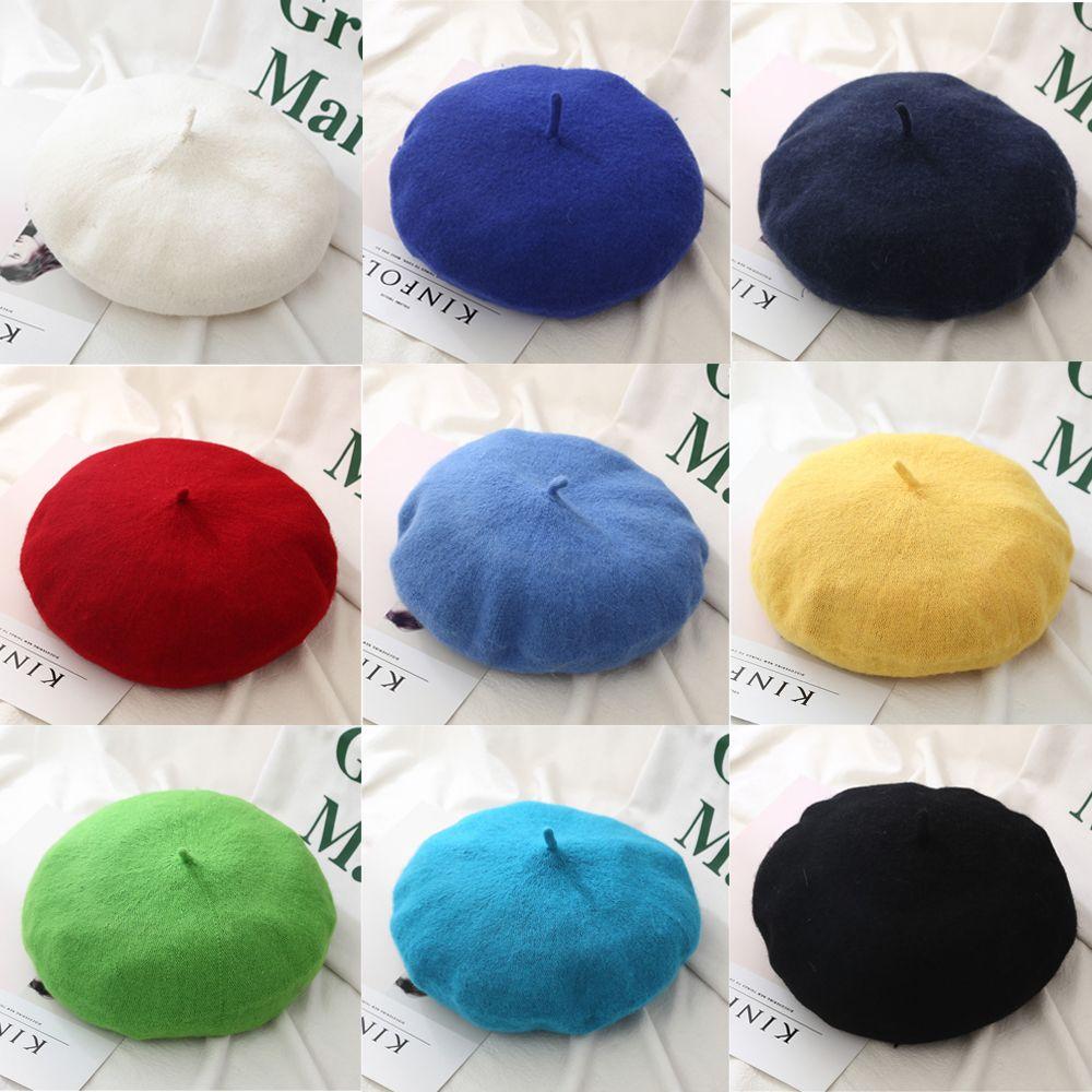 French Baggy Winter Warm Wool Beret Cap Flat Cap Hat Autumn Beret Hat Felt Berets