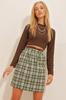 Women's Skirt New Season Fashion Blue Elastic Waist Stitched Mini Skirt