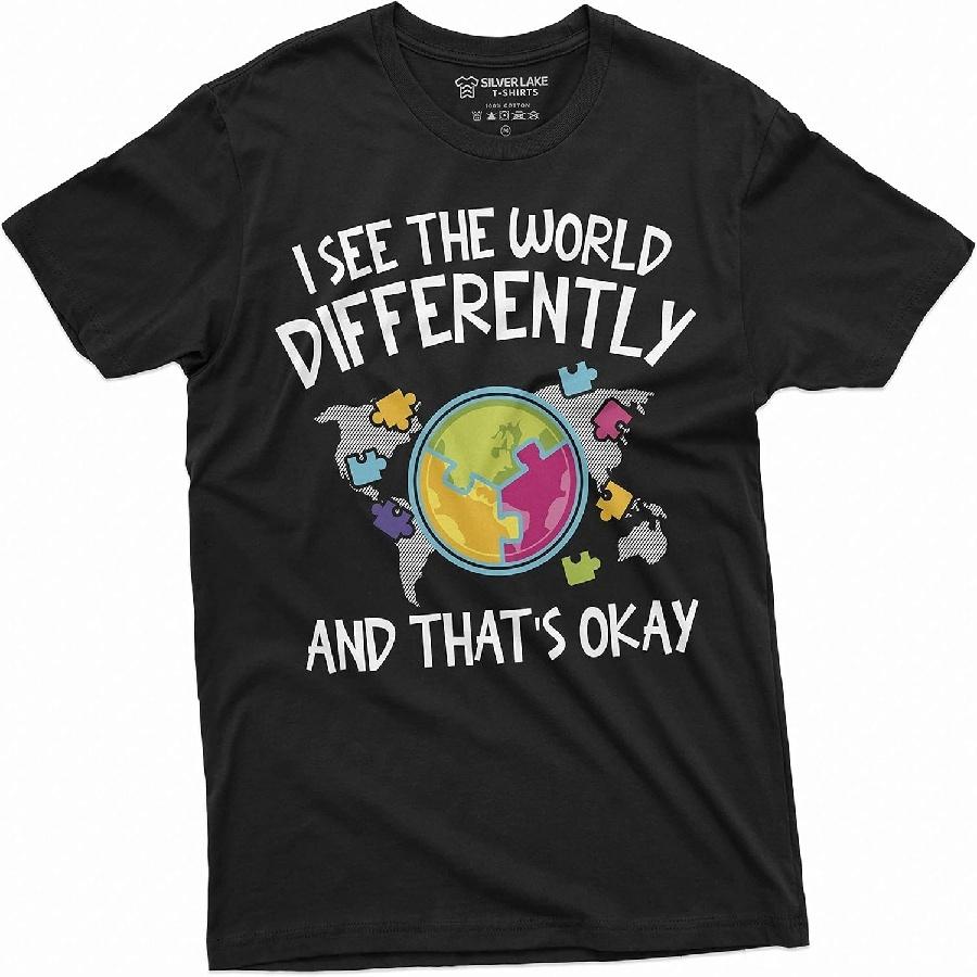 Футболка с аутизмом День осведомленности об аутизме Видеть мир иначе Футболка Аутичные футболки про аутизм XXXXXL