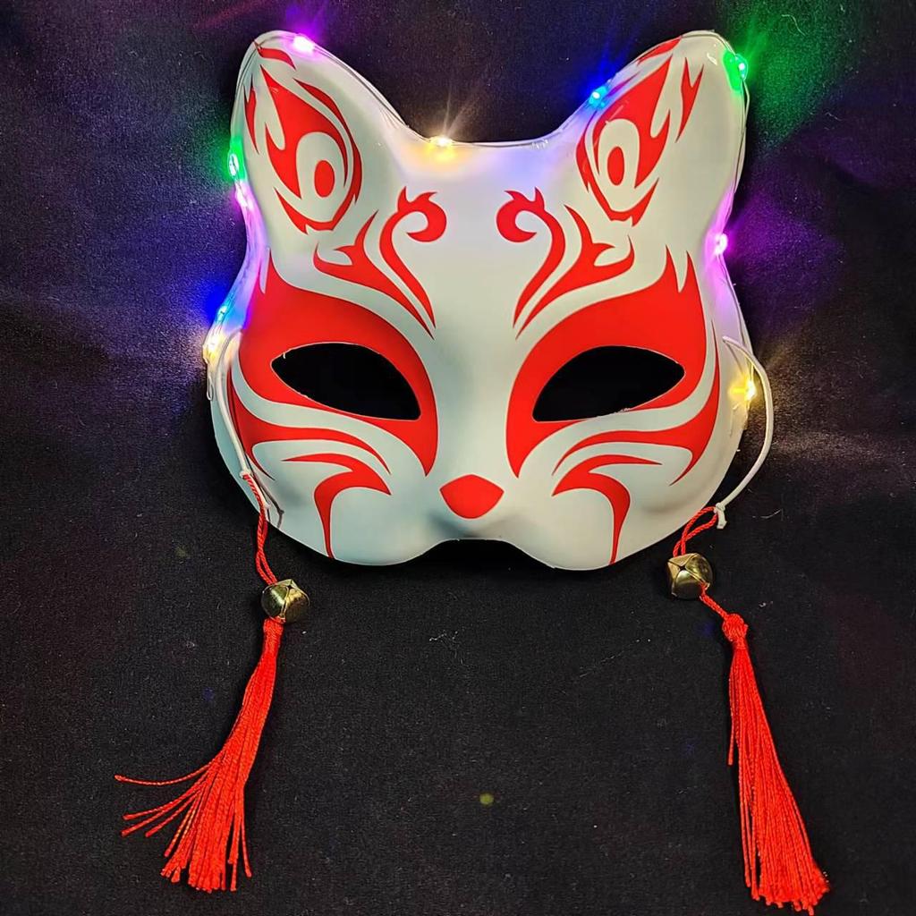 Luminous Cat Fox Mask - Hand-Painted Japanese Style Halloween Party Cosplay for Women
