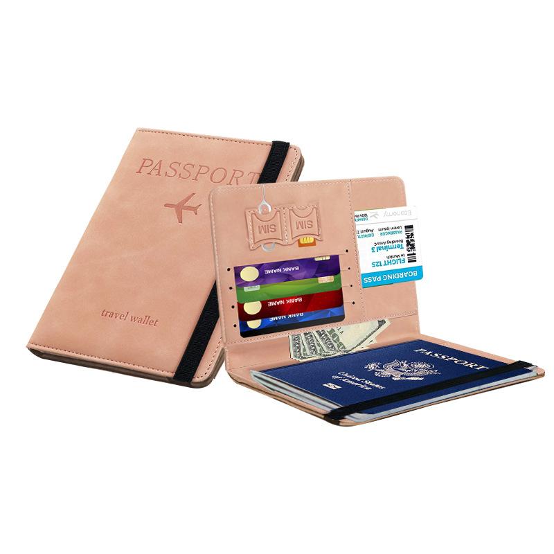 Women Men Rfid Vintage Business Passport Covers Holder Multi-Function Id Bank Card Pu Leather Wallet Case Travel Accessories