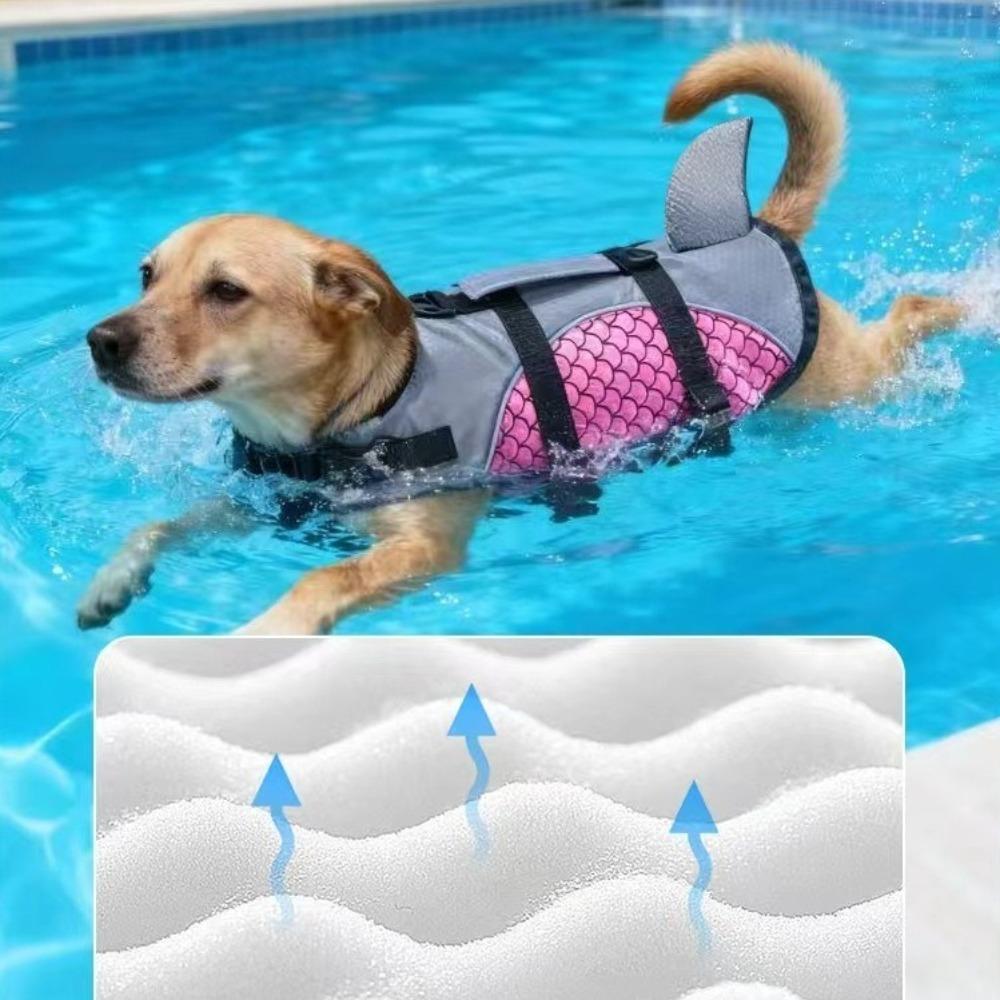 Shiny Scales Dog Swimming Suit Strong Buoyancy Puppy Safety Vests Dog Surfing Suit Pet Safety