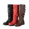 Moto Style Cool Slouch Tall Boots Women Knee High Booties Fit Super Comfy Platform Flat Shoes Winter for Cold Minnesota Weather