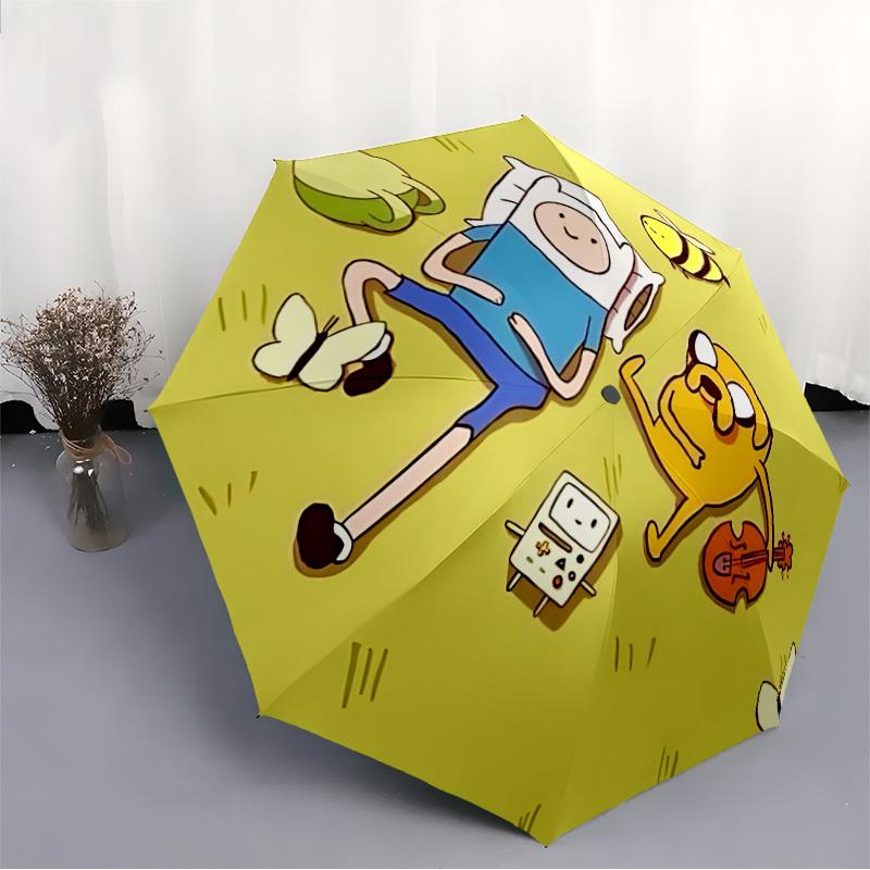 Adventure Time Characters Automatic Open/Close Umbrella Compact Travel Umbrella, 8 Rib Heavy Duty Construction, Ideal Gift, 198