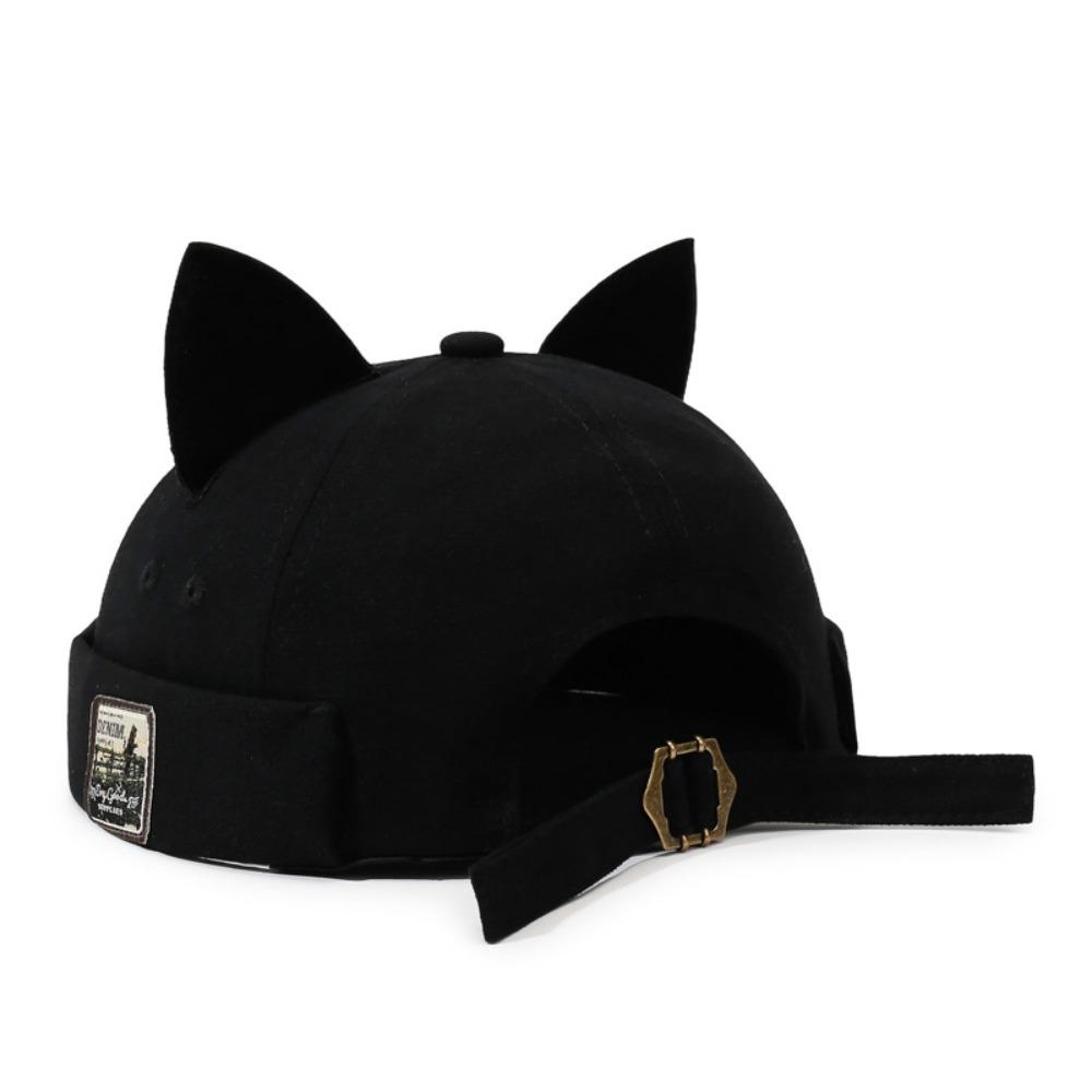 Adjustable Cat Ears Brimless Hat Cute Woman's Landlord Hat Simple Bucket Cap Casual Wear