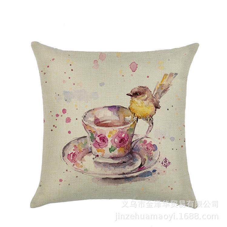 Watercolor Bunny Egg Easter Pillow Cover Nordic Office Sofa Polyester Cushion Cover Home Furnishings