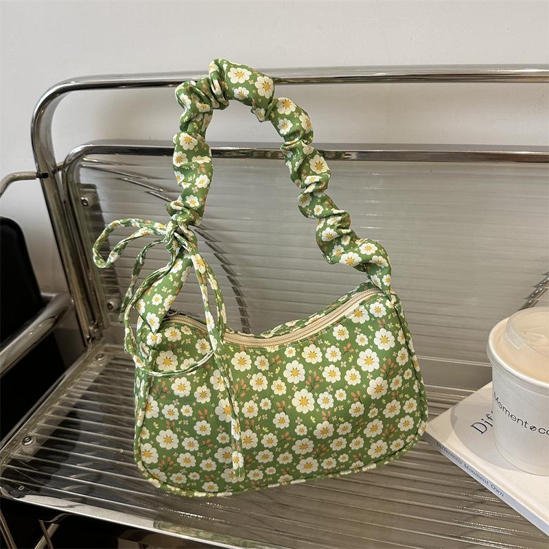 Ladies' Shoulder Bags Floral Folds Rural Style Sweet Trendy Versatile Tote Bags Lightweight Large Capacity New Handbags For Girl
