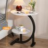 2 Tier End Table, C Shaped Side Table with Metal Frame, Small Coffee Table with Storage, Round Sofa Table for Living Room, Bedside Table for Bedroom,