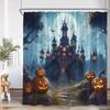 Horror Halloween Shower Curtain Forest Dead Trees Tombstone Crow Black Cat Skeleton Bath Curtains Home Bathroom Decor with Hooks