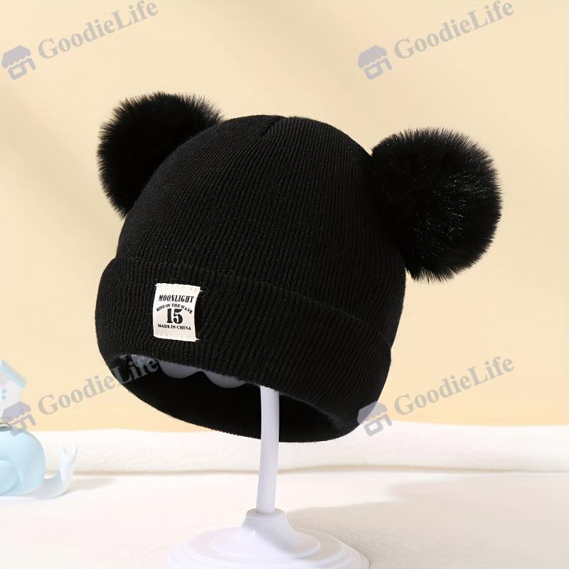 

Warm Double Layer Baby Hat for Newborn 0-12 Months Winter Infant Cap Boys Girls 14cm*17cm чёрный