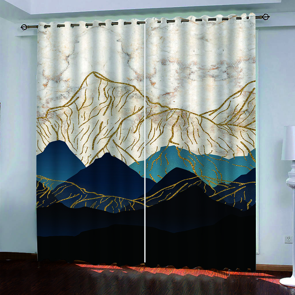 Curtains For Rooms 3D Abstract Art Mountain Landscape Pattern Modern Curtains For Living Room Bedroom Home Window Curtains