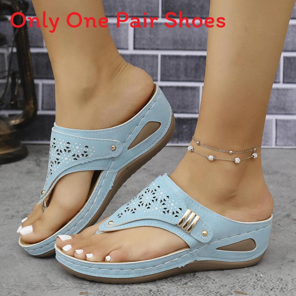 Summer Thick Sole Flip Flops With Metal Detail For Adults Size