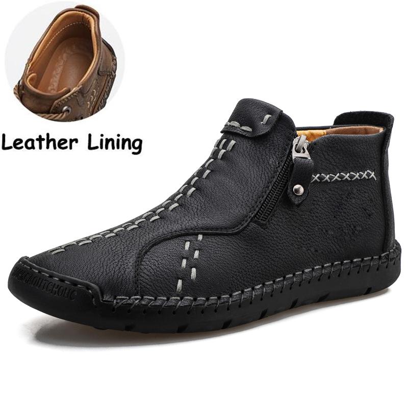 Mens Large Size Handmade Genuine Leather Men Boots Comfortable Ankle Boots for Men Casual Shoes Autumn Winter Men Shoes