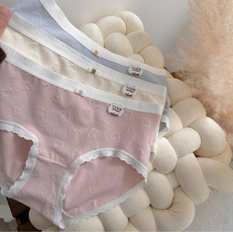 Dámské Kalhotky Pevná bavlna Elastická střední část pasu Dívčí spodní prádlo Tenké Prodyšné Intimní oblečení Dámské spodní prádlo Kalhotky