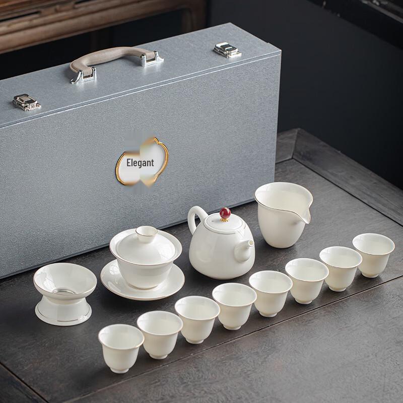 DU Dehua Mutton-fat Jade White Porcelain Gongfu Tea Set