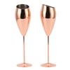 2pcs Copper Champagne Flutes Set Sturdy Thick Bottom Stainless Steel Brass Plated Champagne Glasses