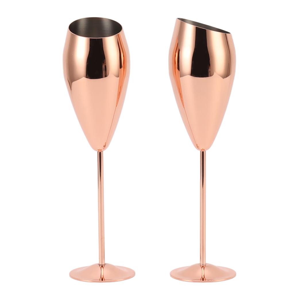2pcs Copper Champagne Flutes Set Sturdy Thick Bottom Stainless Steel Brass Plated Champagne Glasses