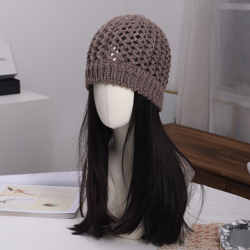 Ins Hollow Knitted Hat Women's Autumn and Winter New Warm Wool Hat Showing Face Small Versatile Cold Hat Headhat