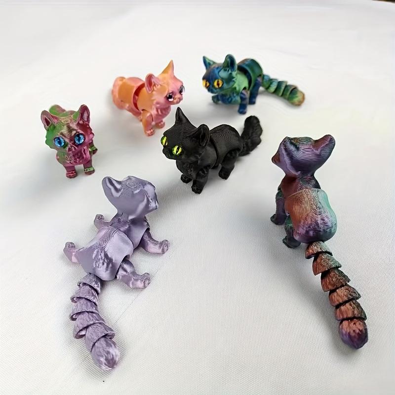 12Cm Articulated 3D Printed Cat Cute Animals Fidget Toys Decor For Stress Relief Desktop Decoration Pet Christmas Gift