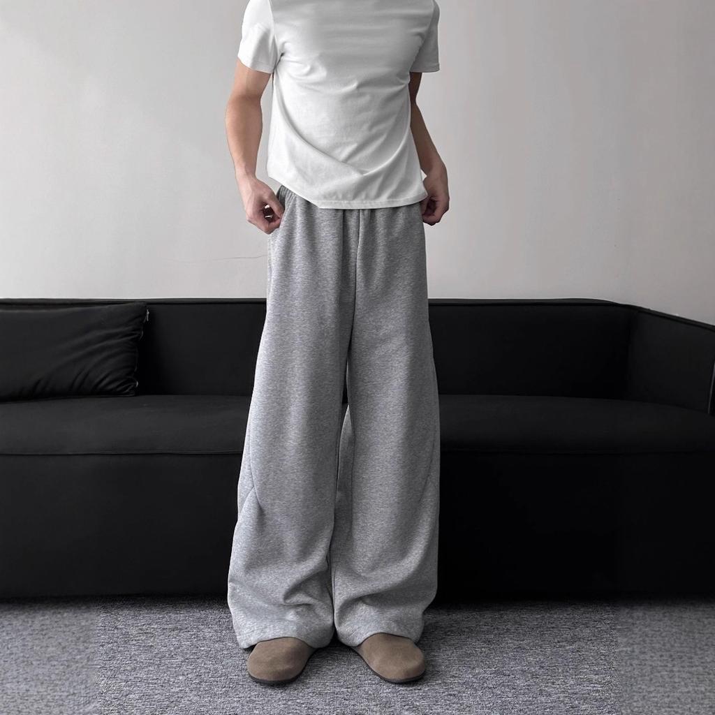 American high street profile scimitar casual pants men's loose wide-leg design sense three-dimensional cutting structure sports sweatpants tide