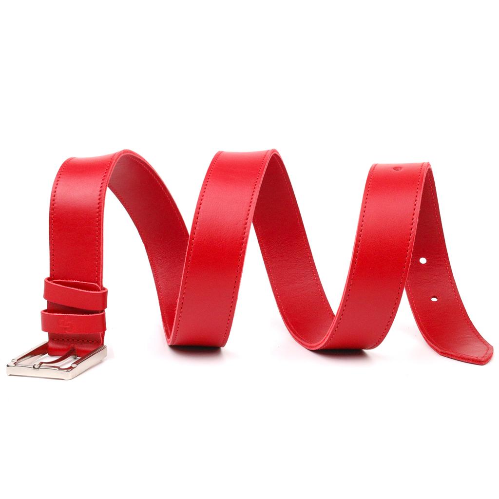 Hochwertiger Damengürtel für Jeans aus echtem Leder GRANDE PELLE Ledergürtel 21455 Rot