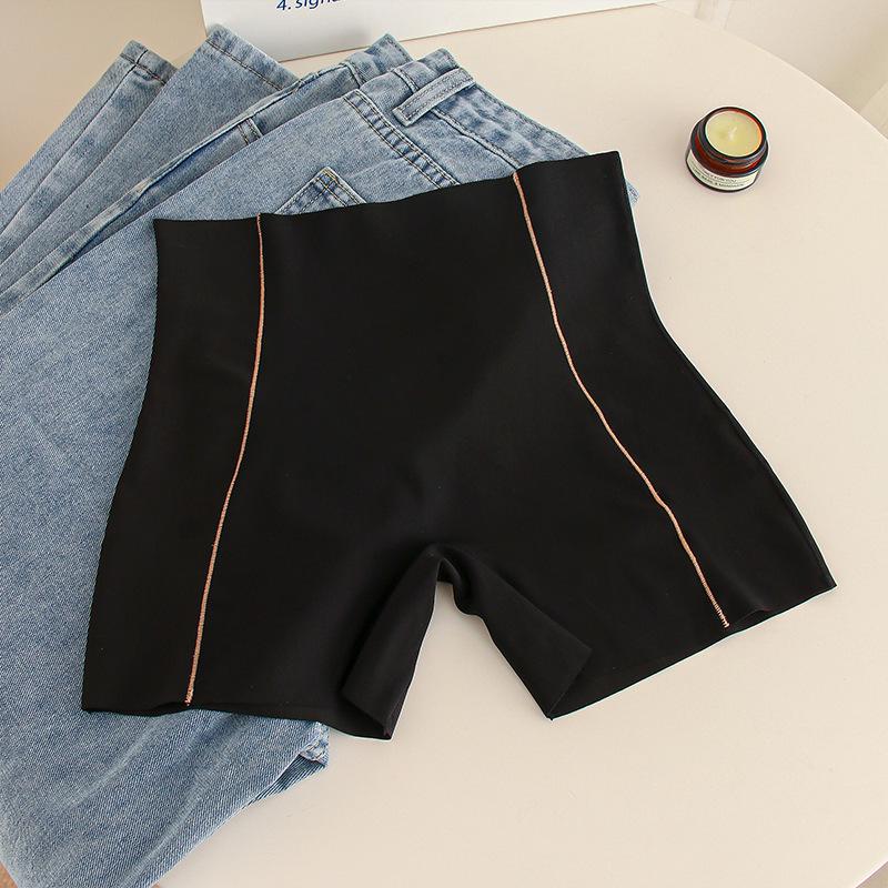 

Ice Silk Women s High Waist Anti-Exposure Safety Shorts - Summer Thin, No Roll, Elastic Tummy Control Plus Size L (recommended 50-60 kg)