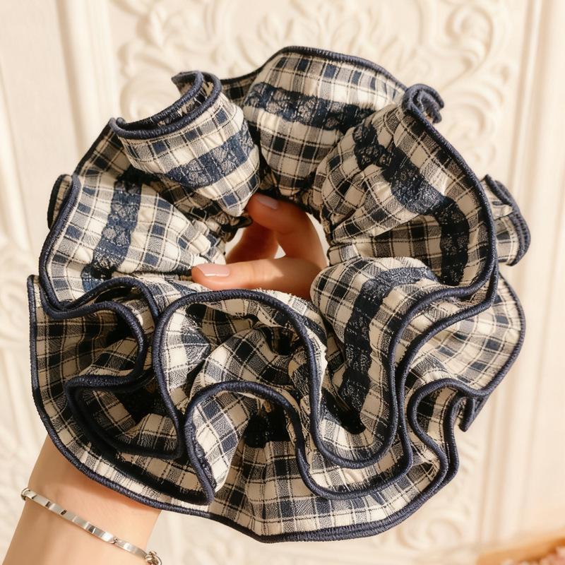 Женская ретро-резинка для волос в сине-белую клетку: Универсальная высококачественная резинка для пучка