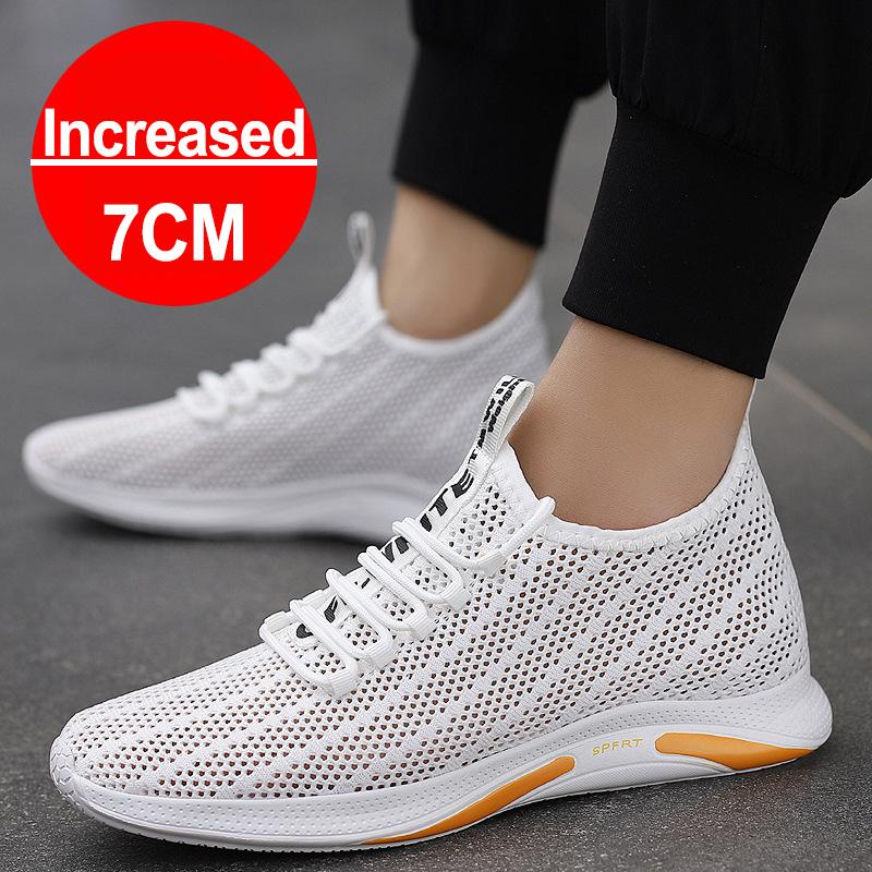 New Men Sneakers Casual Heightening Shoes 7cm Height Increase Shoes For Men Summer Breathable Elevator Shoes Insole Taller Shoes