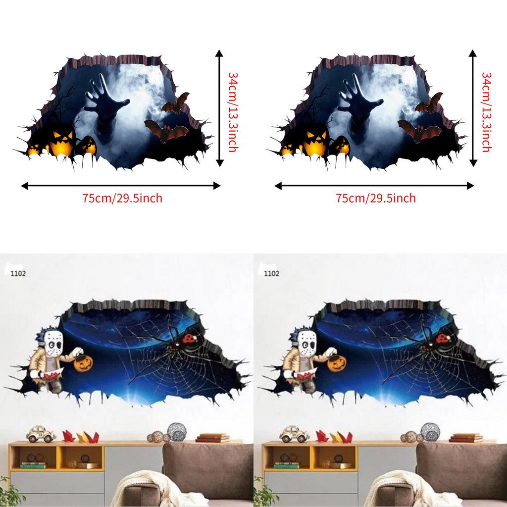 Horror 3d Wall Decal For Halloween Haunted House Decor Waterproof Pvc For Bedroom
