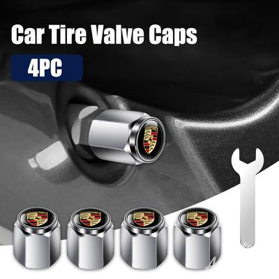 4Pcs Metal Car Wheel Tire Valve Caps Air Stem Cover For Cayenne Panamera Macan 911 718 Taycan Boxster Cayman 918 Sticker