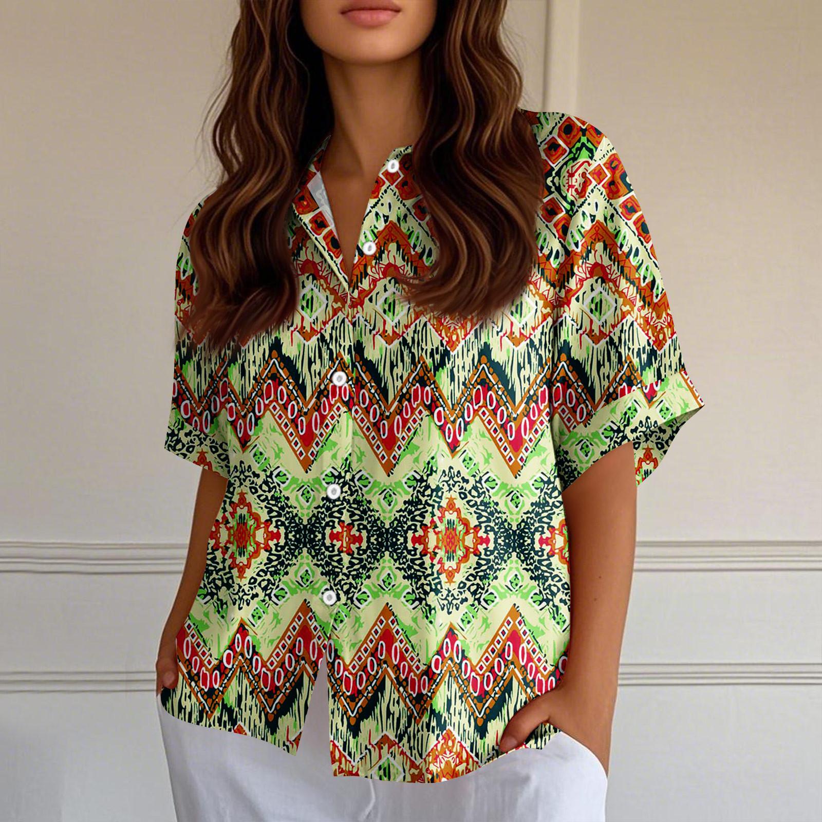 

Женские рубашки на пуговицах Льняные рубашки на пуговицах Рубашки с коротким рукавом для женщин Топы с коротким рукавом для женщин XXL зелёный