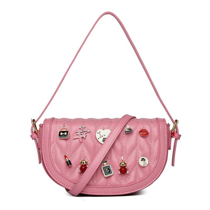 Bags Xiaoxiangfeng Rhombus Women's Bag 2025 New Korean Edition Fashion Splicing Trend One Shoulder Crossbody Saddle Bag