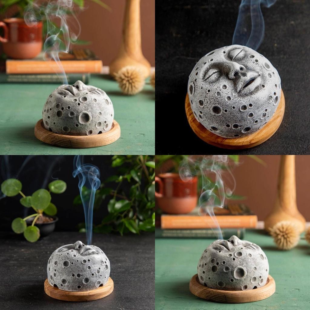 Modern Minimalist Moon Incense Burner Unique Resin Home Dcor Aromatherapy Gift
