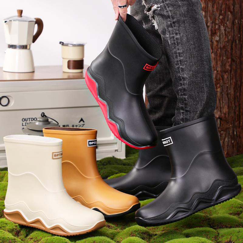 Pánské Dospělé PVC Nepromokavé Boty Lehké Trendové Módní Jednoduchá Atmosféra Teplé Protiskluzové Dešťové Sněhové Boty Špička Zahradničení Zima