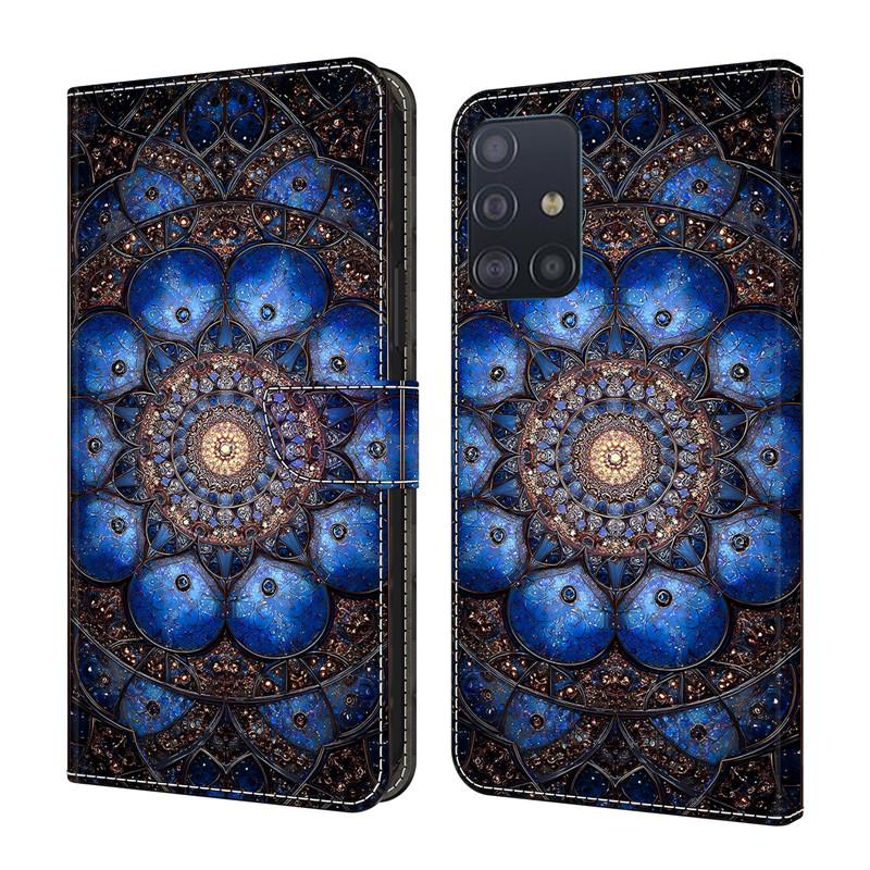 Leather Etui Phone Case for Samsung Galaxy A31 A41 A51 A71 A11 A01 A81 A91 Flip Cover Magnetic Wallet Painted Flower Deer Funda
