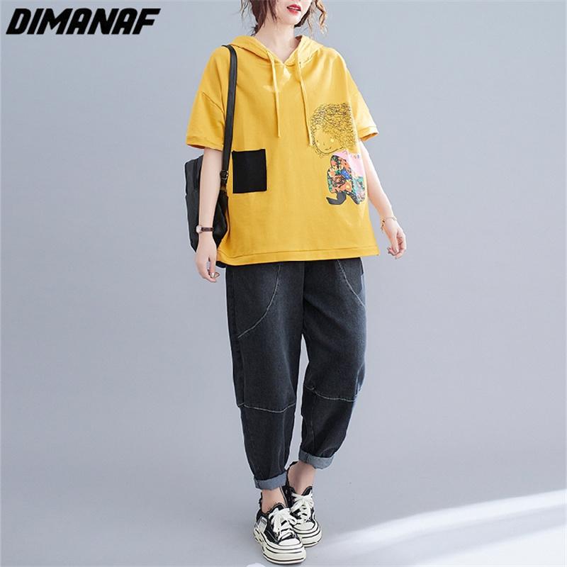 DIMANAF 2023 Plus Size T-Shirt Sommerstil Hoodies & Sweatshirts Lässiger Musterdruck O-Ausschnitt Damen Kurzarm Lose