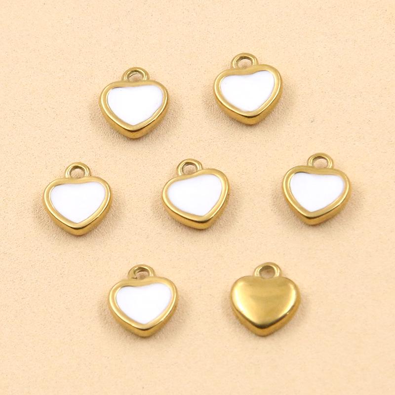 11 Color 5x6mm Stainless Steel Enamel Heart Charms Pendants