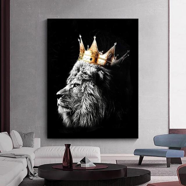 Black White Lion with Dignity Canvas Painting Animal Cool Posters and Prints Wall Picture For Modern Living Room Decor No Frame
