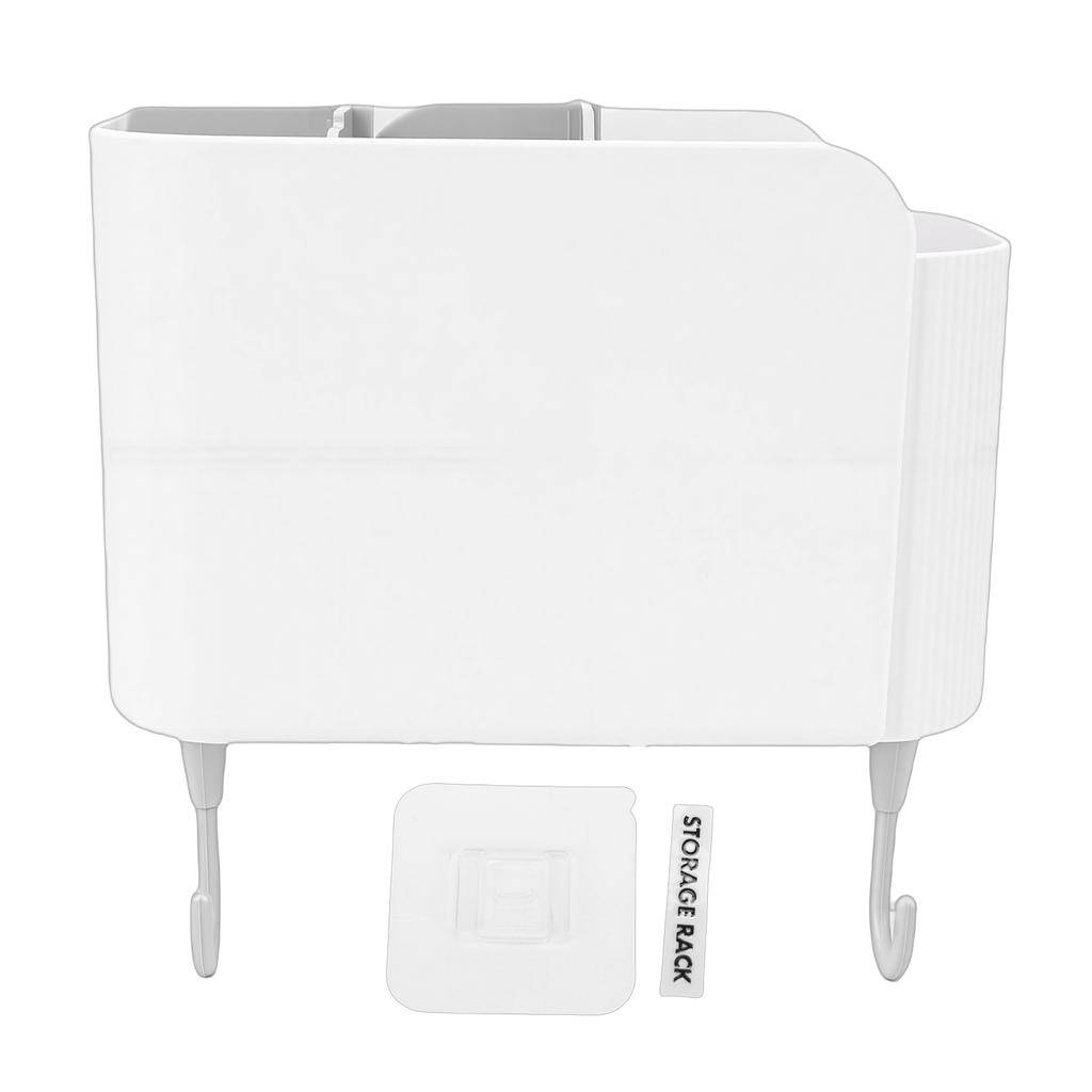 Multifunctional Cooking Utensil Holder Wall Mounted Organizer Box with Detachable Dividers Hooks for Kitchen Bathroom