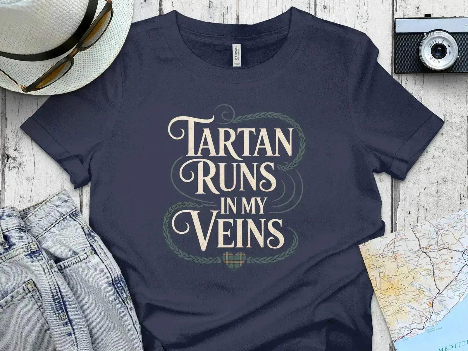 Tartan Runs in My Veins – Heart and Roots Scottish T-Shirt S