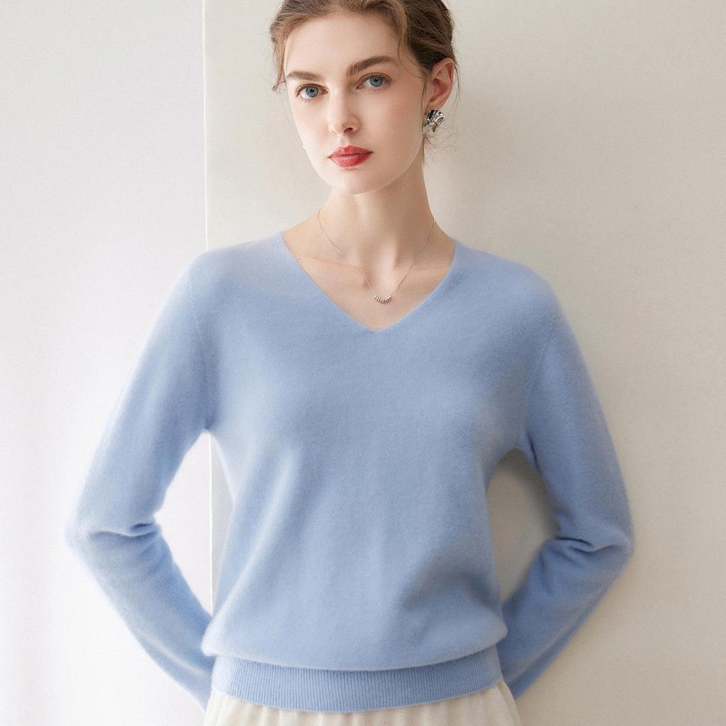 2026 New Autumn Winter Women's Pure Cashmere V-neck Sweater - Loose, Versatile Knitwear