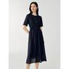 JUZUI Women's Embroidered Patchwork Cinched Waist Midi Dress