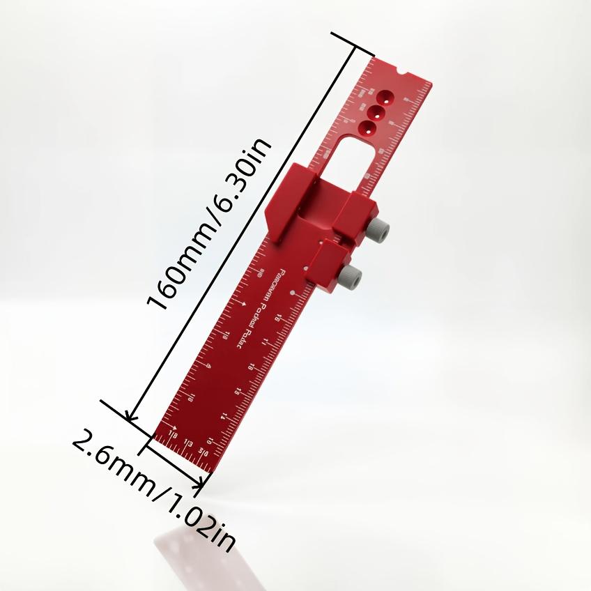 Aluminum Alloy Woodworking Pocket Ruler with Slider, Square T-shaped Ruler, T-shaped Track Reference Instrument