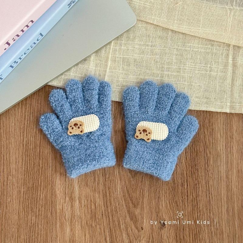 Children's gloves winter thickened infants and young children cold and warm children five-finger boys and girls knitted finger gloves