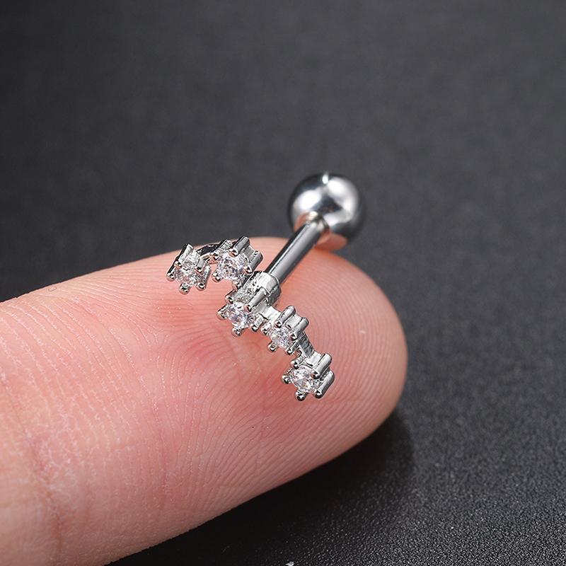 Boucles d'oreilles à tige géométriques en zircon, 1 pièce, en forme d'os, en spirale, pour femmes et filles, bijoux fins, cadeau de fête
