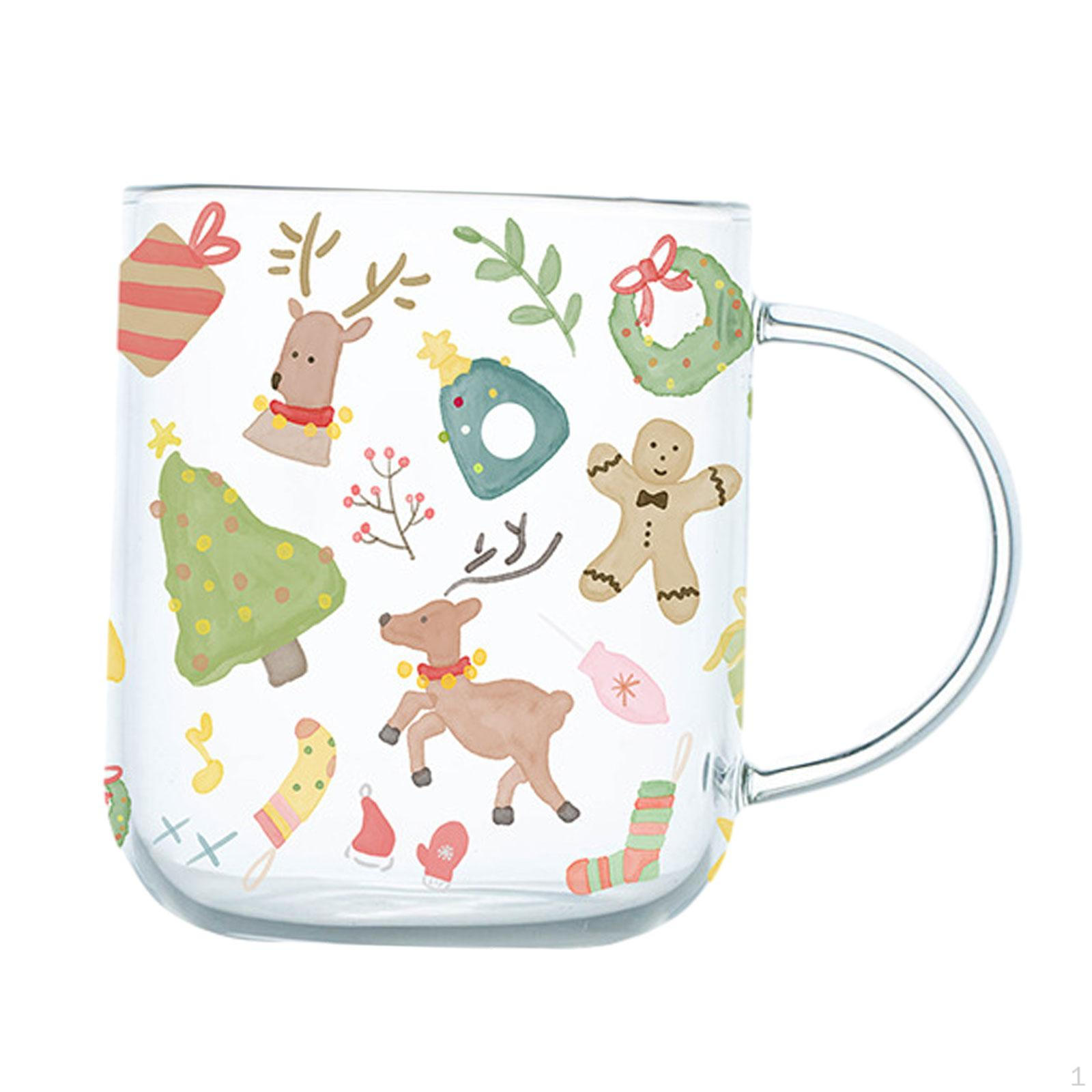 450ml Christmas Glass Cup Morning Tableware Novelty Portable Drinks Water Coffee Style B