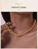 Stainless Steel Chunky Chain Choker Necklace for Women, Thick Rolo Link Toggle Necklace, Waterproof OT Jewelry