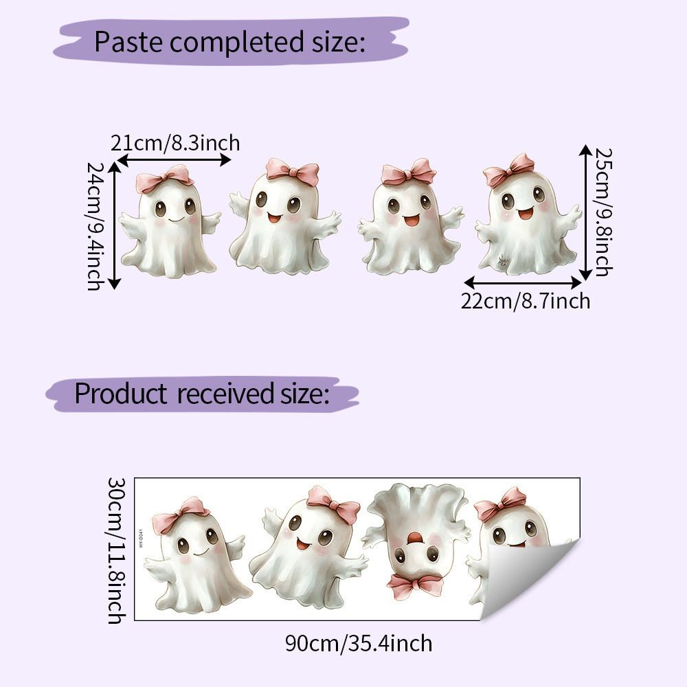 

With Cute Ghost Bow Tie On Halloween For Bedroom Home Stickers Decoration