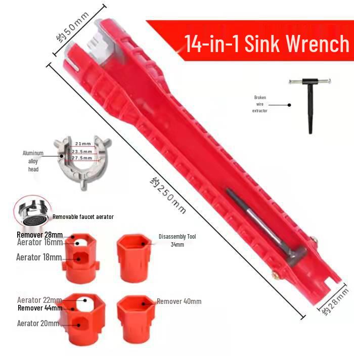 

14-in-1 Multifunctional Bathroom Sink Wrench & Pipe Repair Tool