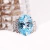 Bague Topaze Bleu Ciel Naturel 8,50ct ovale 10*14mm pierre précieuse argent sterling 925 design classique bijou fin pour l'anniversaire des femmes